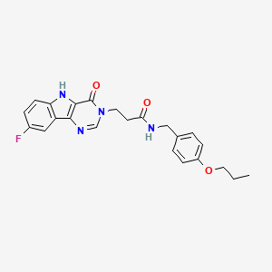 molecular formula C23H23FN4O3 B2801343 3-(8-氟-4-氧代-4,5-二氢-3H-嘧啶并[5,4-b]吲唑-3-基)-N-(4-丙氧基苯甲基)丙酰胺 CAS No. 1105213-84-0