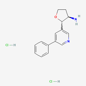 molecular formula C15H18Cl2N2O B2801345 (2S,3R)-2-(5-苯基吡啶-3-基)氧杂环戊烷-3-胺;二盐酸盐 CAS No. 2287346-41-0