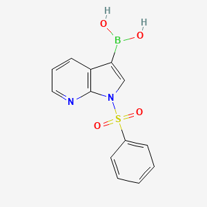 molecular formula C13H11BN2O4S B2801347 [1-(benzenesulfonyl)-1H-pyrrolo[2,3-b]pyridin-3-yl]boronic acid CAS No. 1373273-50-7
