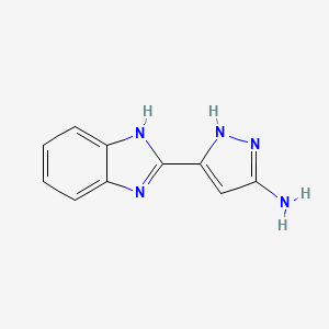 molecular formula C10H9N5 B2801352 5-(1H-Benzo[d]imidazol-2-yl)-1H-pyrazol-3-amine CAS No. 1347231-15-5
