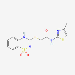 2-((1,1-dioxido-4H-benzo[e][1,2,4]thiadiazin-3-yl)thio)-N-(4-methylthiazol-2-yl)acetamide