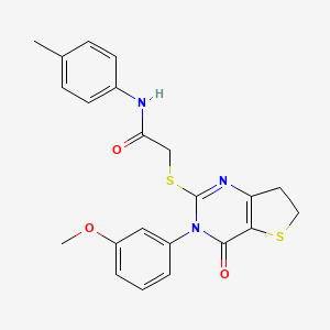molecular formula C22H21N3O3S2 B2801374 2-((3-(3-甲氧基苯基)-4-氧代-3,4,6,7-四氢噻吩[3,2-d]嘧啶-2-基)硫基)-N-(对甲苯基)乙酰胺 CAS No. 877654-90-5
