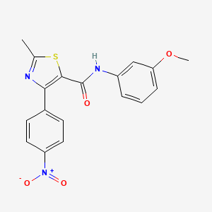 molecular formula C18H15N3O4S B2801393 N-(3-methoxyphenyl)-2-methyl-4-(4-nitrophenyl)-1,3-thiazole-5-carboxamide CAS No. 303793-12-6