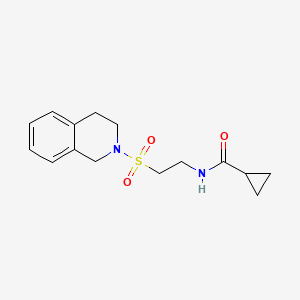 molecular formula C15H20N2O3S B2801397 N-(2-((3,4-dihydroisoquinolin-2(1H)-yl)sulfonyl)ethyl)cyclopropanecarboxamide CAS No. 922036-05-3
