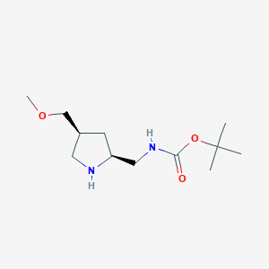 molecular formula C12H24N2O3 B2801404 叔丁基 N-[[2S,4S)-4-(甲氧基甲基)吡咯烷-2-基]甲基]碳酸酯 CAS No. 2580102-25-4