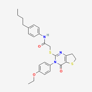 molecular formula C26H29N3O3S2 B2801410 N-(4-butylphenyl)-2-((3-(4-ethoxyphenyl)-4-oxo-3,4,6,7-tetrahydrothieno[3,2-d]pyrimidin-2-yl)thio)acetamide CAS No. 686772-50-9