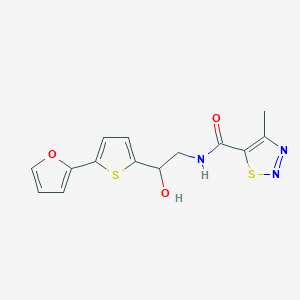 molecular formula C14H13N3O3S2 B2801412 N-[2-[5-(Furan-2-yl)thiophen-2-yl]-2-hydroxyethyl]-4-methylthiadiazole-5-carboxamide CAS No. 2319726-64-0