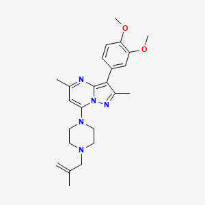 molecular formula C24H31N5O2 B2801427 3-(3,4-二甲氧基苯基)-2,5-二甲基-7-(4-(2-甲基烯基)哌嗪-1-基)吡唑并[1,5-a]嘧啶 CAS No. 900895-12-7