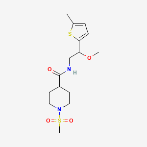molecular formula C15H24N2O4S2 B2801428 N-(2-methoxy-2-(5-methylthiophen-2-yl)ethyl)-1-(methylsulfonyl)piperidine-4-carboxamide CAS No. 1797023-62-1