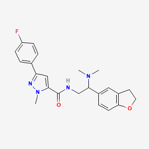 molecular formula C23H25FN4O2 B2801431 N-(2-(2,3-dihydrobenzofuran-5-yl)-2-(dimethylamino)ethyl)-3-(4-fluorophenyl)-1-methyl-1H-pyrazole-5-carboxamide CAS No. 1428348-26-8