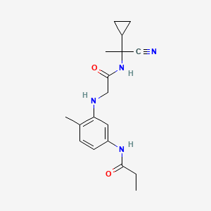 molecular formula C18H24N4O2 B2801437 N-[3-({[(1-cyano-1-cyclopropylethyl)carbamoyl]methyl}amino)-4-methylphenyl]propanamide CAS No. 1241235-61-9