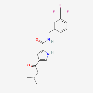molecular formula C18H19F3N2O2 B2801438 4-(3-methylbutanoyl)-N-[3-(trifluoromethyl)benzyl]-1H-pyrrole-2-carboxamide CAS No. 439111-94-1