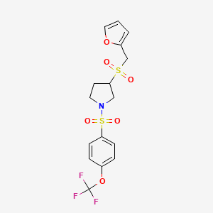 molecular formula C16H16F3NO6S2 B2801439 3-((Furan-2-ylmethyl)sulfonyl)-1-((4-(trifluoromethoxy)phenyl)sulfonyl)pyrrolidine CAS No. 1795298-95-1