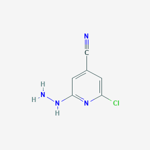 molecular formula C6H5ClN4 B2801442 2-氯-6-肼基吡啶-4-碳腈 CAS No. 107445-56-7