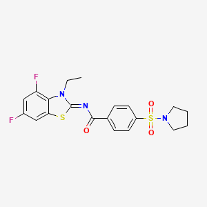 N-(3-ethyl-4,6-difluoro-1,3-benzothiazol-2-ylidene)-4-pyrrolidin-1-ylsulfonylbenzamide