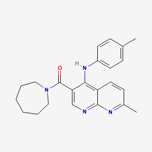 molecular formula C23H26N4O B2801447 氮杂七环-1-基(7-甲基-4-(对甲苯胺基)-1,8-萘啶-3-基)甲酮 CAS No. 1251599-28-6