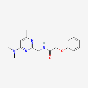 molecular formula C17H22N4O2 B2801458 N-((4-(二甲基氨基)-6-甲基嘧啶-2-基)甲基)-2-苯氧基丙酰胺 CAS No. 1795085-53-8