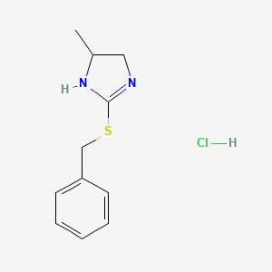 molecular formula C11H15ClN2S B2801486 2-(benzylthio)-5-methyl-4,5-dihydro-1H-imidazol-3-ium hydrochloride CAS No. 673434-88-3