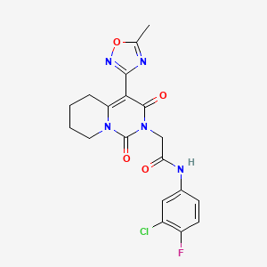 molecular formula C19H17ClFN5O4 B2801493 N-(3-chloro-4-fluorophenyl)-2-[4-(5-methyl-1,2,4-oxadiazol-3-yl)-1,3-dioxo-5,6,7,8-tetrahydro-1H-pyrido[1,2-c]pyrimidin-2(3H)-yl]acetamide CAS No. 1775345-25-9