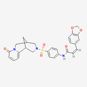 molecular formula C27H25N3O6S B2801496 (Z)-3-(benzo[d][1,3]dioxol-5-yl)-N-(4-((8-oxo-5,6-dihydro-1H-1,5-methanopyrido[1,2-a][1,5]diazocin-3(2H,4H,8H)-yl)sulfonyl)phenyl)acrylamide CAS No. 1322260-41-2