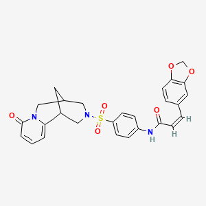 molecular formula C27H25N3O6S B2801496 (Z)-3-(苯并[d][1,3]二噁英-5-基)-N-(4-((8-氧代-5,6-二氢-1H-1,5-甲基-吡啶并[1,2-a][1,5]二氮杂环-3(2H,4H,8H)-基)磺酰)苯基)丙烯酰胺 CAS No. 1322260-41-2