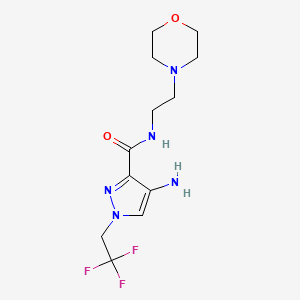 molecular formula C12H18F3N5O2 B2801499 4-Amino-N-(2-morpholin-4-ylethyl)-1-(2,2,2-trifluoroethyl)-1H-pyrazole-3-carboxamide CAS No. 2101199-23-7