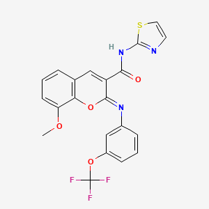 molecular formula C21H14F3N3O4S B2801503 (2Z)-8-methoxy-N-(1,3-thiazol-2-yl)-2-{[3-(trifluoromethoxy)phenyl]imino}-2H-chromene-3-carboxamide CAS No. 1327187-75-6
