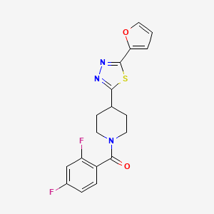 molecular formula C18H15F2N3O2S B2801505 (2,4-Difluorophenyl)(4-(5-(furan-2-yl)-1,3,4-thiadiazol-2-yl)piperidin-1-yl)methanone CAS No. 1105208-13-6