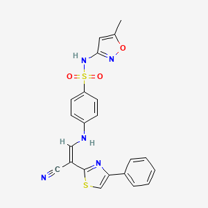 molecular formula C22H17N5O3S2 B2801510 (Z)-4-((2-cyano-2-(4-phenylthiazol-2-yl)vinyl)amino)-N-(5-methylisoxazol-3-yl)benzenesulfonamide CAS No. 1021228-34-1