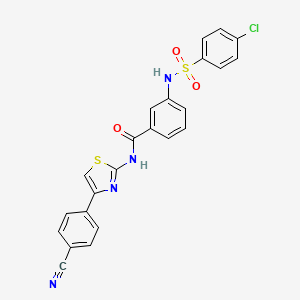 molecular formula C23H15ClN4O3S2 B2801511 3-(4-chlorophenylsulfonamido)-N-(4-(4-cyanophenyl)thiazol-2-yl)benzamide CAS No. 898441-12-8