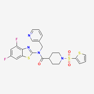 molecular formula C23H20F2N4O3S3 B2801515 N-(4,6-difluorobenzo[d]thiazol-2-yl)-N-(pyridin-3-ylmethyl)-1-(thiophen-2-ylsulfonyl)piperidine-4-carboxamide CAS No. 920194-74-7