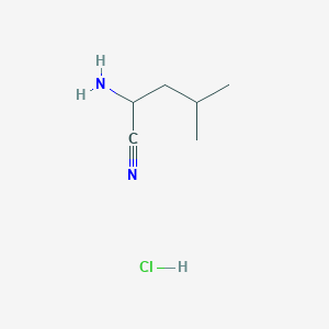 molecular formula C6H13ClN2 B2801519 2-Amino-4-methylpentanenitrile hydrochloride CAS No. 72177-82-3