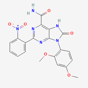 molecular formula C20H16N6O6 B2801520 9-(2,4-二甲氧苯基)-2-(2-硝基苯基)-8-氧代-8,9-二氢-7H-嘌呤-6-羧酰胺 CAS No. 898422-50-9