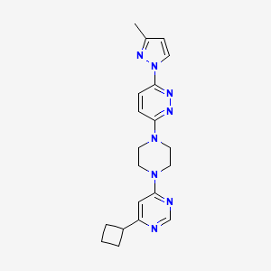 molecular formula C20H24N8 B2801526 4-cyclobutyl-6-{4-[6-(3-methyl-1H-pyrazol-1-yl)pyridazin-3-yl]piperazin-1-yl}pyrimidine CAS No. 2415633-89-3