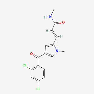 molecular formula C16H14Cl2N2O2 B2801530 (E)-3-[4-(2,4-dichlorobenzoyl)-1-methyl-1H-pyrrol-2-yl]-N-methyl-2-propenamide CAS No. 400078-54-8