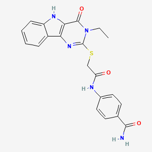 4-({[(3-ethyl-4-oxo-4,5-dihydro-3H-pyrimido[5,4-b]indol-2-yl)thio]acetyl}amino)benzamide