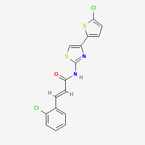 molecular formula C16H10Cl2N2OS2 B2801536 (E)-3-(2-chlorophenyl)-N-(4-(5-chlorothiophen-2-yl)thiazol-2-yl)acrylamide CAS No. 391876-36-1