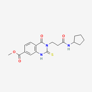 molecular formula C18H21N3O4S B2801549 Methyl 3-(3-(cyclopentylamino)-3-oxopropyl)-4-oxo-2-thioxo-1,2,3,4-tetrahydroquinazoline-7-carboxylate CAS No. 946354-17-2