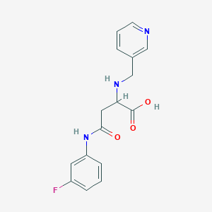 molecular formula C16H16FN3O3 B2801559 4-((3-Fluorophenyl)amino)-4-oxo-2-((pyridin-3-ylmethyl)amino)butanoic acid CAS No. 1048005-68-0