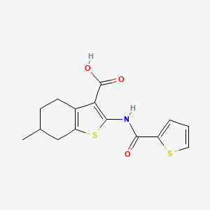 molecular formula C15H15NO3S2 B2801560 6-Methyl-2-(thiophene-2-carbonylamino)-4,5,6,7-tetrahydro-1-benzothiophene-3-carboxylic acid CAS No. 315679-26-6