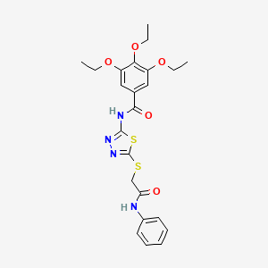molecular formula C23H26N4O5S2 B2801562 3,4,5-triethoxy-N-(5-((2-oxo-2-(phenylamino)ethyl)thio)-1,3,4-thiadiazol-2-yl)benzamide CAS No. 392291-12-2