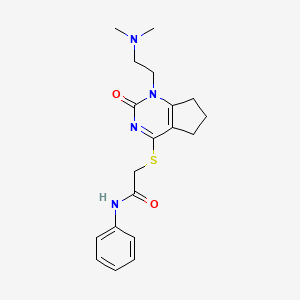 molecular formula C19H24N4O2S B2801565 2-((1-(2-(dimethylamino)ethyl)-2-oxo-2,5,6,7-tetrahydro-1H-cyclopenta[d]pyrimidin-4-yl)thio)-N-phenylacetamide CAS No. 946324-77-2