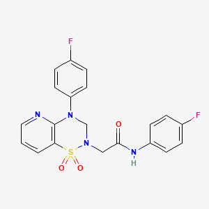 molecular formula C20H16F2N4O3S B2801570 N-(4-fluorophenyl)-2-(4-(4-fluorophenyl)-1,1-dioxido-3,4-dihydro-2H-pyrido[2,3-e][1,2,4]thiadiazin-2-yl)acetamide CAS No. 1251692-95-1