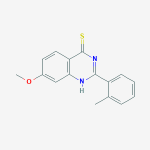 molecular formula C16H14N2OS B2801576 7-甲氧基-2-(2-甲基苯基)喹唑啉-4-硫醇 CAS No. 1955519-34-2