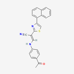 molecular formula C24H17N3OS B2801577 (2E)-3-[(4-acetylphenyl)amino]-2-[4-(naphthalen-1-yl)-1,3-thiazol-2-yl]prop-2-enenitrile CAS No. 683258-82-4