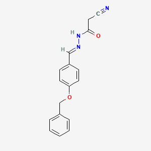 molecular formula C17H15N3O2 B2801598 N'-[(1E)-[4-(苄氧基)苯基]甲基亚甲基]-2-氰基乙酰肼 CAS No. 339100-46-8