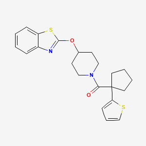 molecular formula C22H24N2O2S2 B2801603 (4-(Benzo[d]thiazol-2-yloxy)piperidin-1-yl)(1-(thiophen-2-yl)cyclopentyl)methanone CAS No. 1323673-44-4