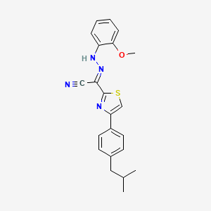 (2E)-N-(2-methoxyanilino)-4-[4-(2-methylpropyl)phenyl]-1,3-thiazole-2-carboximidoyl cyanide
