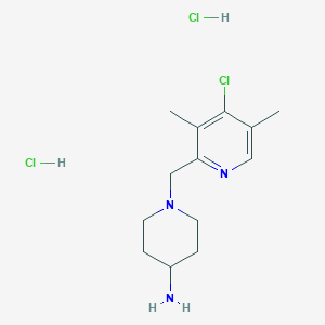 molecular formula C13H22Cl3N3 B2801617 1-[(4-Chloro-3,5-dimethylpyridin-2-yl)methyl]piperidin-4-amine dihydrochloride CAS No. 2270909-74-3