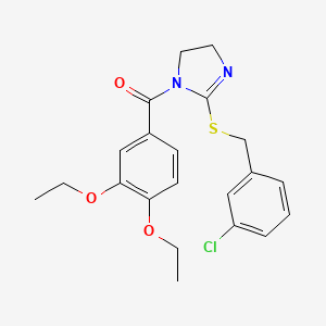 2-{[(3-chlorophenyl)methyl]sulfanyl}-1-(3,4-diethoxybenzoyl)-4,5-dihydro-1H-imidazole